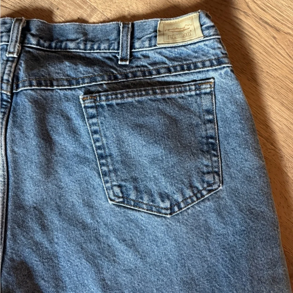 L.L. Bean Men's Relaxed Fit Red Plaid Flannel Lined Blue Jeans 42x30